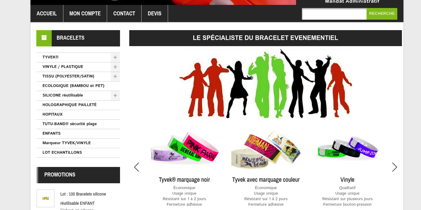 Aperçu Bracelets Événementiels